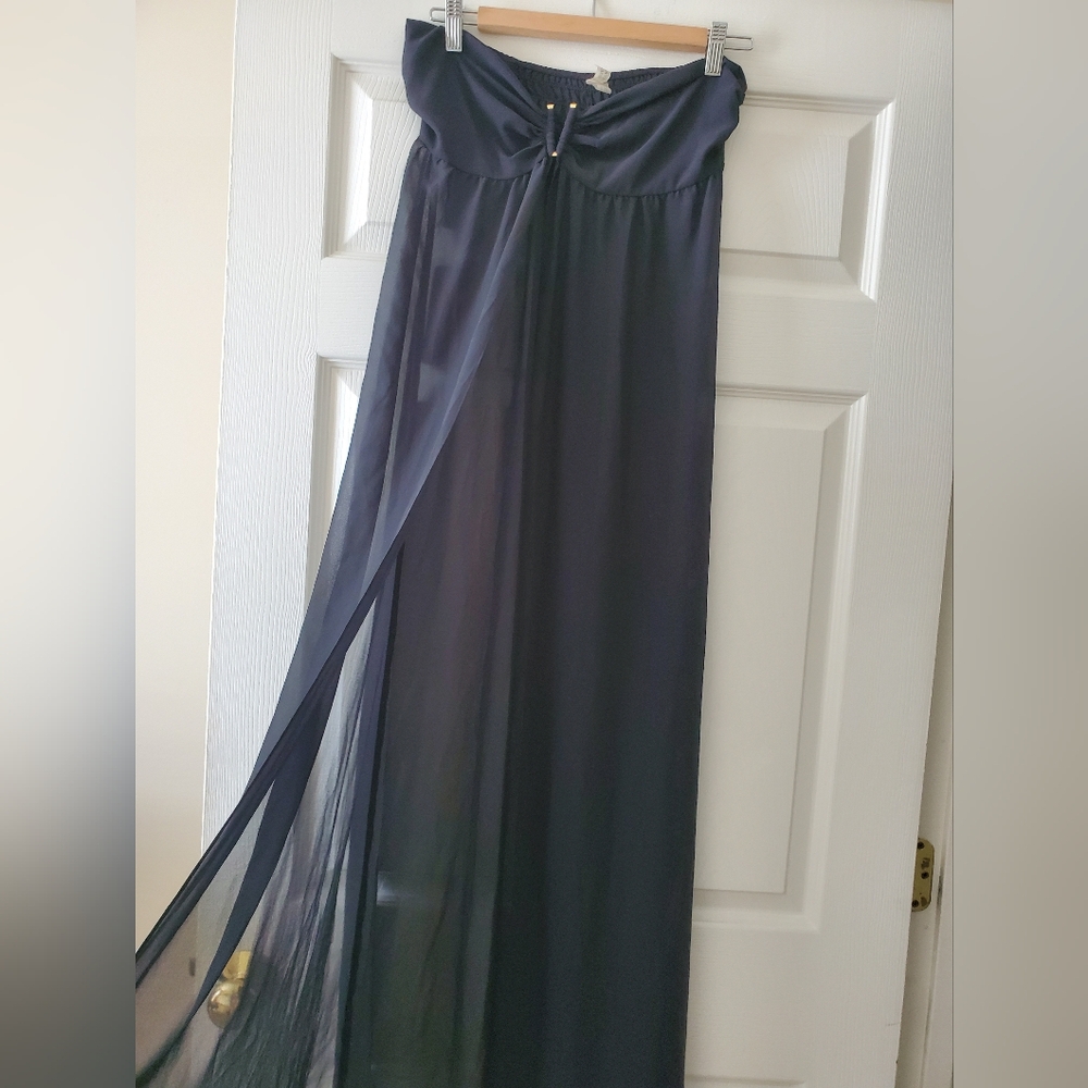 Victorias Secret Swim Cover Up. 47" Long. Sheer. Black Strapless. Size M - Picture 3 of 4